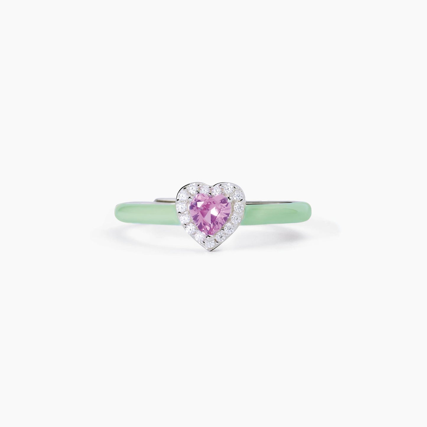 Anello con smalto verde e cuore rosa LOVE AFFAIR 523306