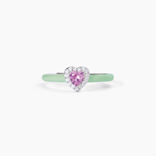 Anello  con smalto verde e cuore rosa LOVE AFFAIR 523306