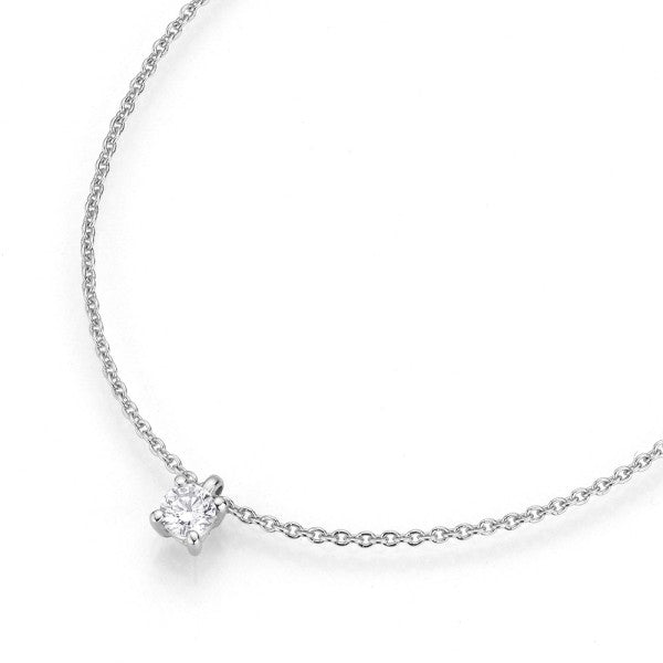 Girocollo con punto luce in oro bianco con brillante Crivelli 065-3020