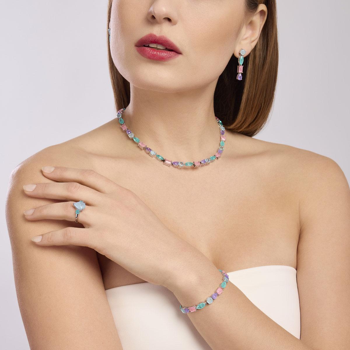 Girocollo donna con fusion stone multicolor SANTORINI Mabina 553717