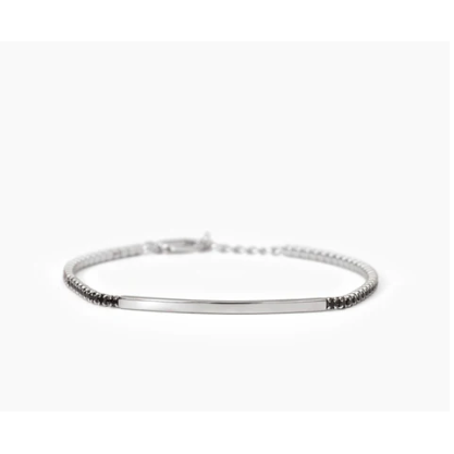 Bracciale in argento con piastra e zirconi neri GENTLEMAN Mabina 533817
