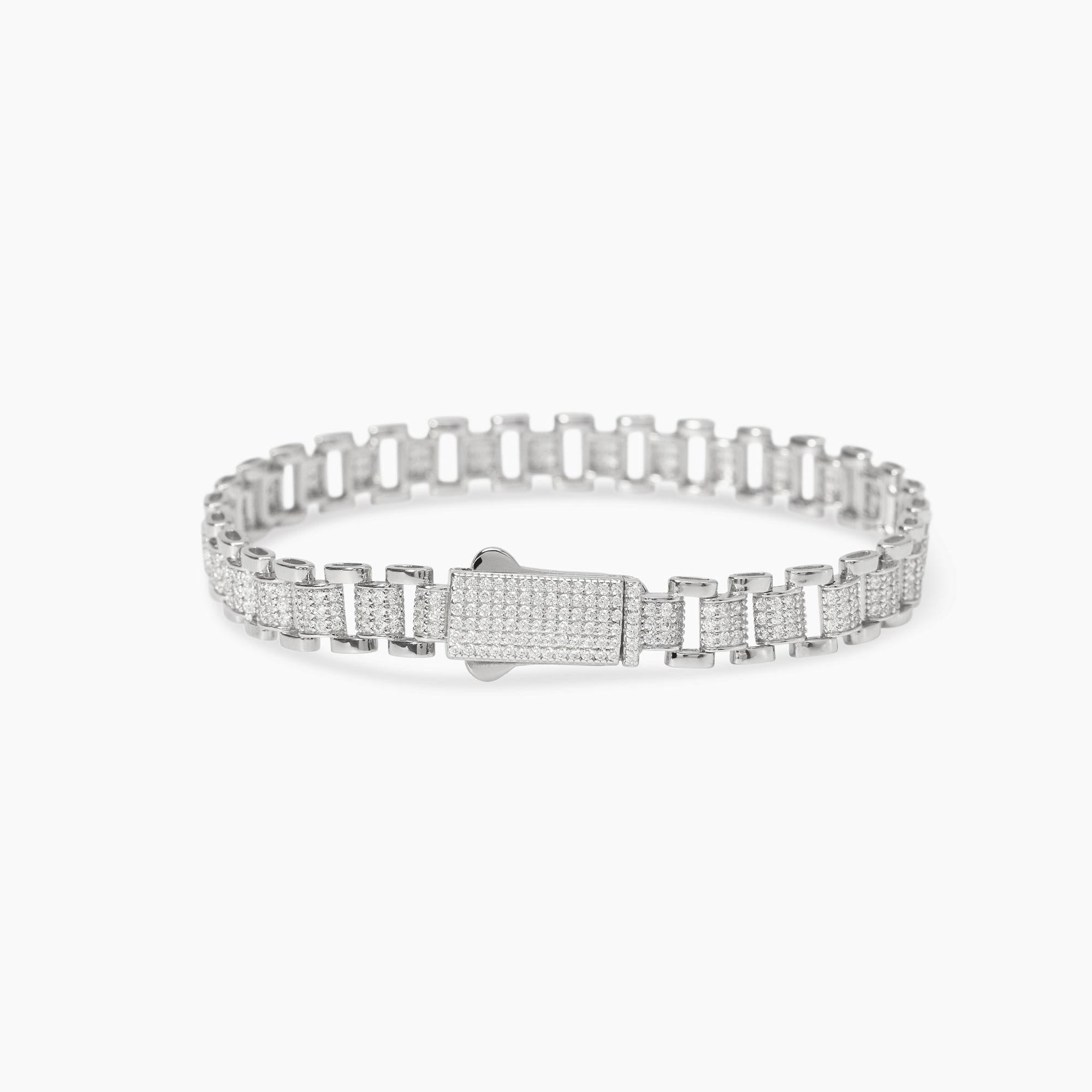 Bracciale Donna Manfnee In Acciaio Inossidabile Con Zirconi - Larghezza 4mm, Lunghezza 18cm - Oro, Rosa, Argento