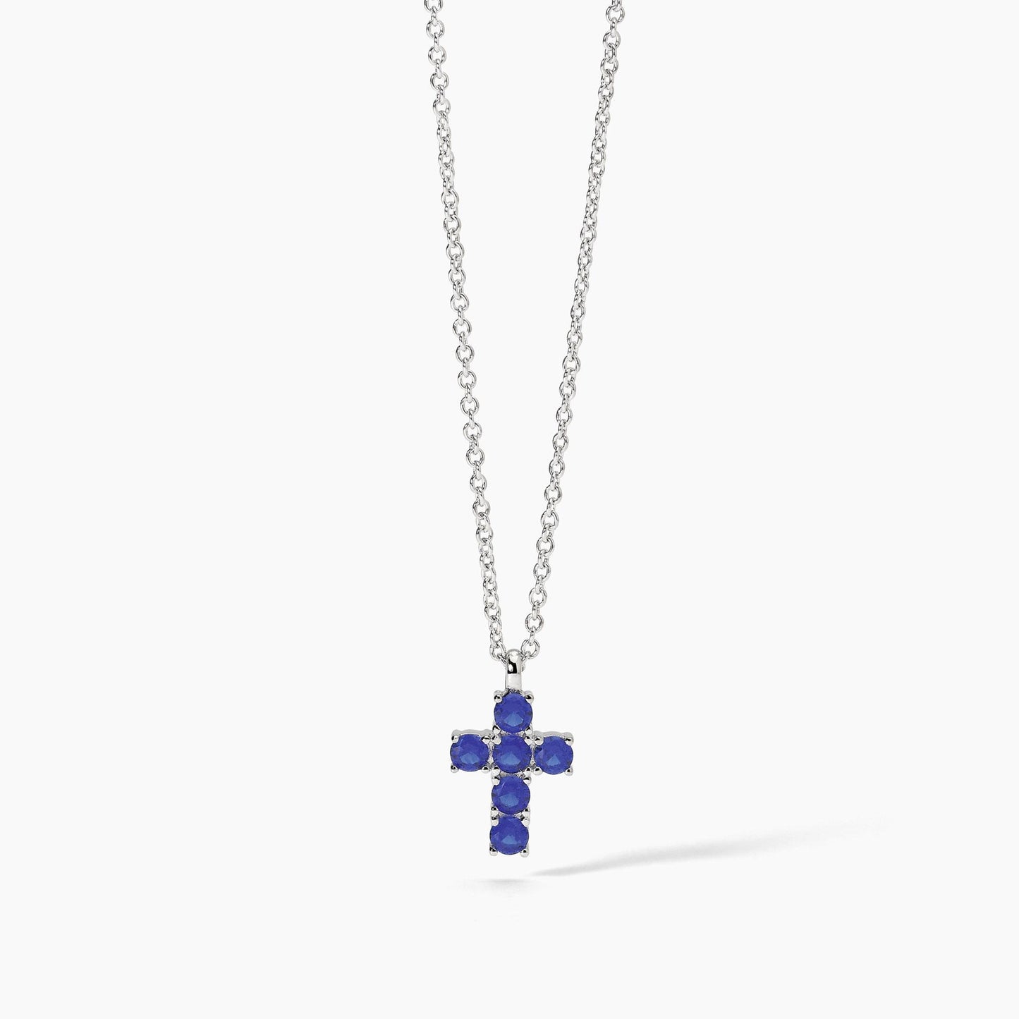 Collier en argent avec pendentif croix et saphirs synthétiques SOUTHERN CROSS MABINA 553660