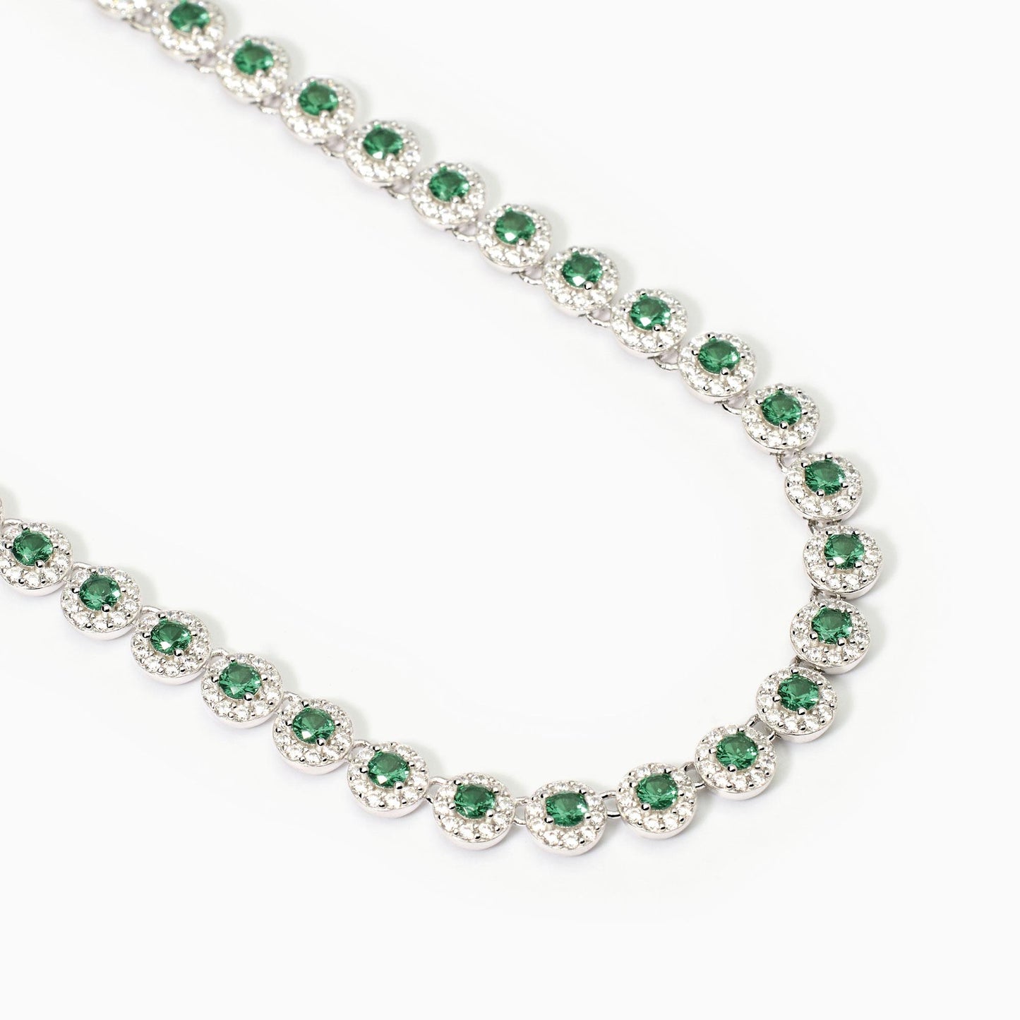 Girocollo tennis in argento con smeraldi e zirconi MILANESIENNE Mabina 553684