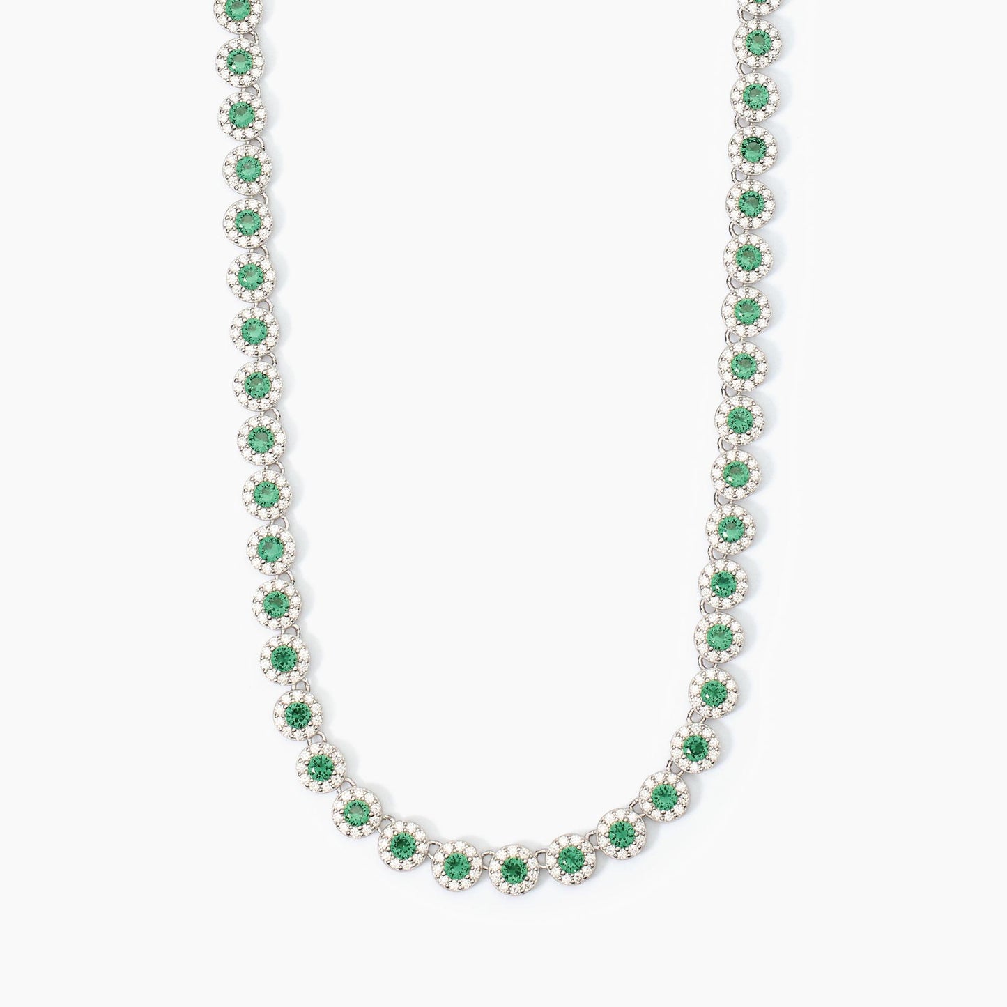 Girocollo tennis in argento con smeraldi e zirconi MILANESIENNE Mabina 553684