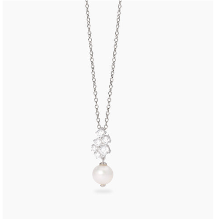 Girocollo con cascata di zirconi e perla coltivata MERCY 553885 Mabina