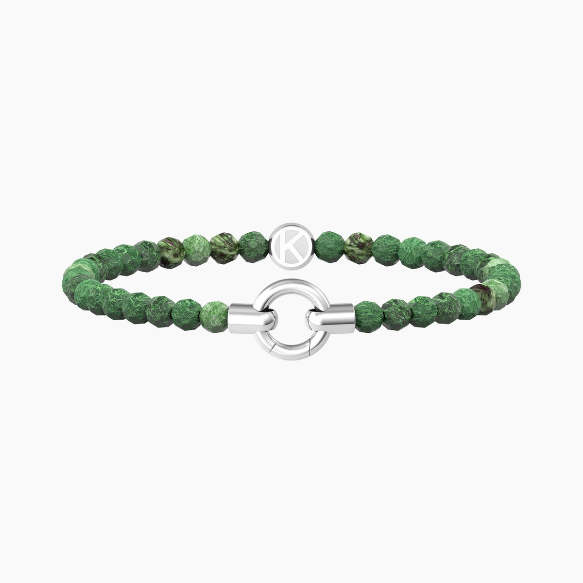 Bracciale in acciaio componibile con agata verde striata MAMANONMAMA 732205 Kidult by You