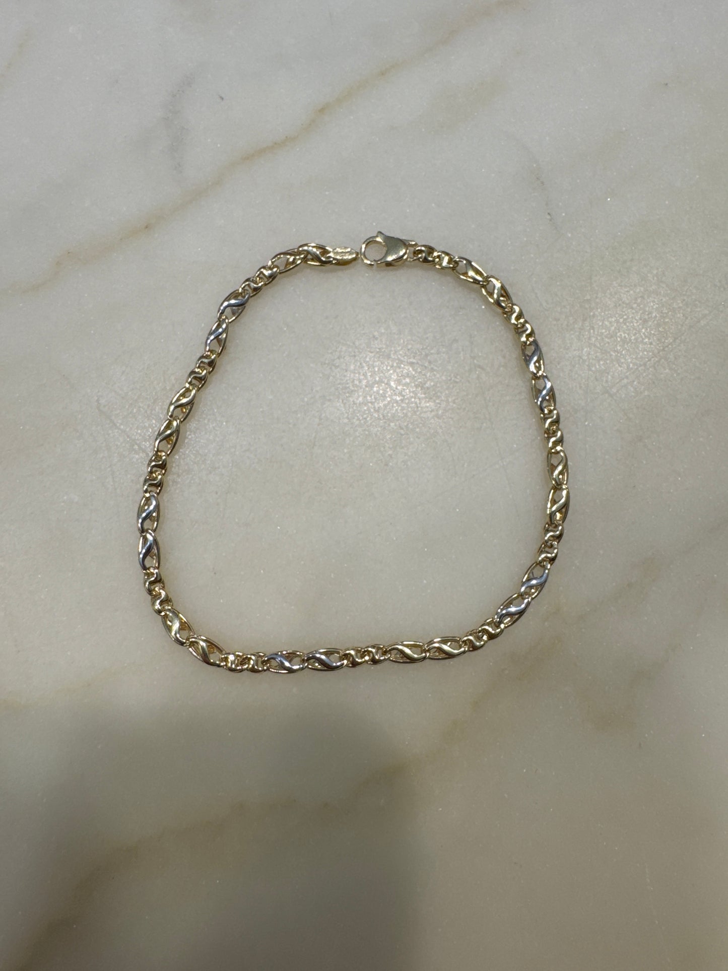 Bracciale Uomo a catena vuota modello tubolare oro Bianco e Giallo Br882bc