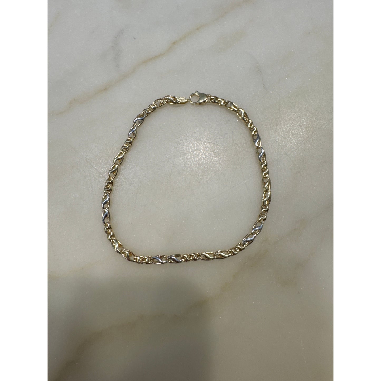 Bracciale Uomo a catena vuota modello tubolare oro Bianco e Giallo Br882bc
