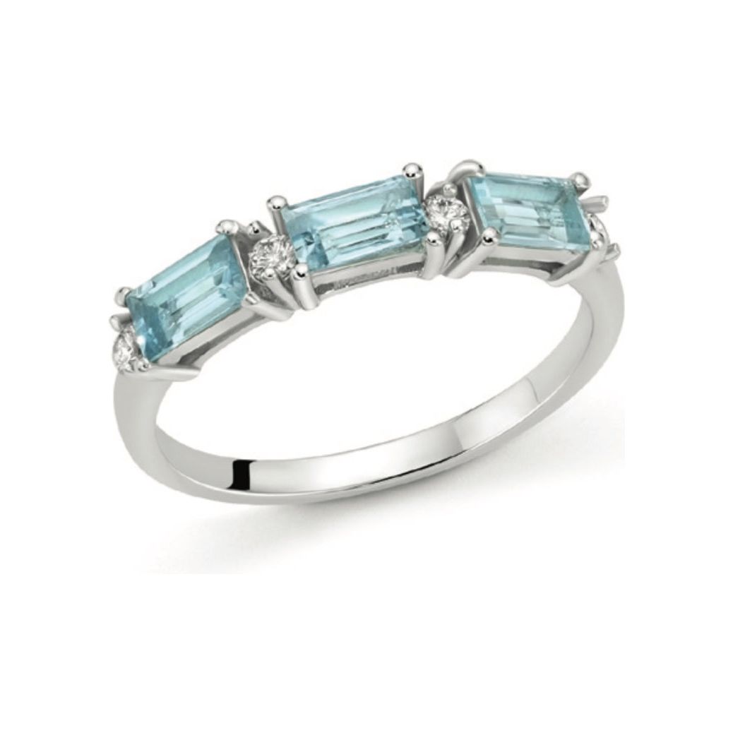 Anello DonnaOro in oro con diamanti e acquamarina LAA12359.002