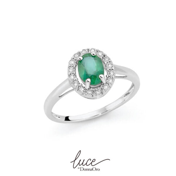 Anello DonnaOro in oro con diamanti e smeraldo LAE12077.005