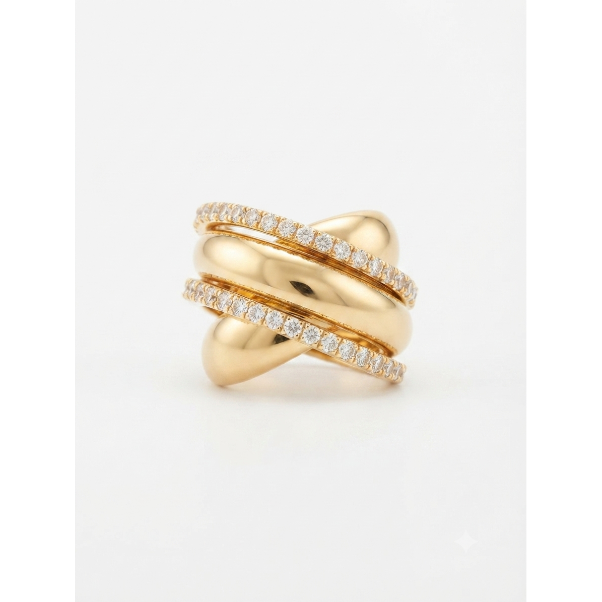 Anello a fascia in oro con diamanti Crivelli