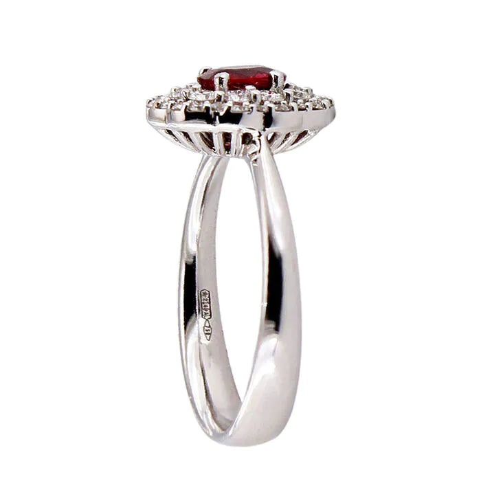 Anello in oro bianco diamanti e rubino Giorgio Visconti AB16586B laterale