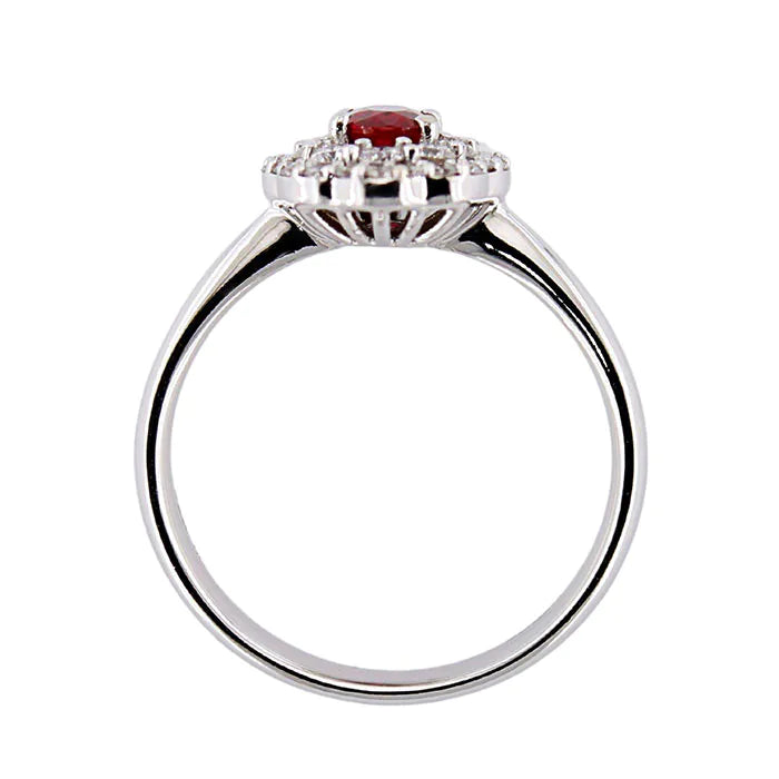 Anello in oro bianco diamanti e rubino Giorgio Visconti AB16586B laterale