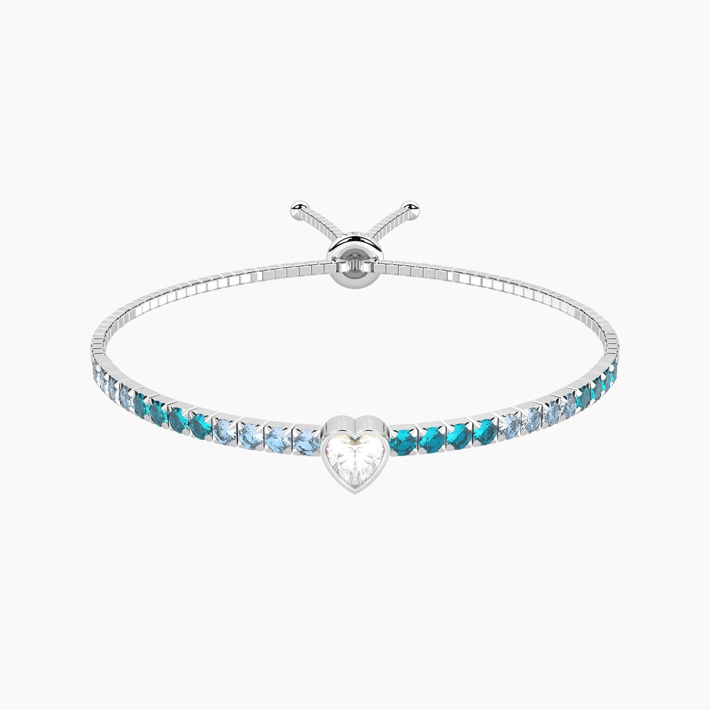 Bracciale tennis Kidult donna regolabile azzurro e verde con cuore Cuore | ti voglio bene 732352