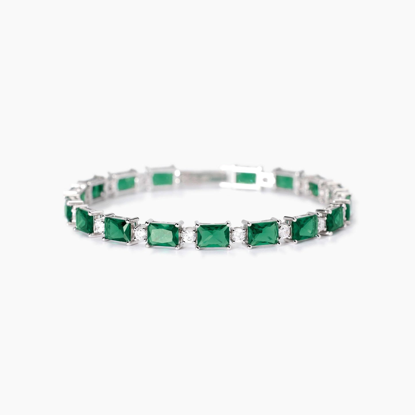 Bracciale in argento con smeraldi sintetici Battito Mabina 533941