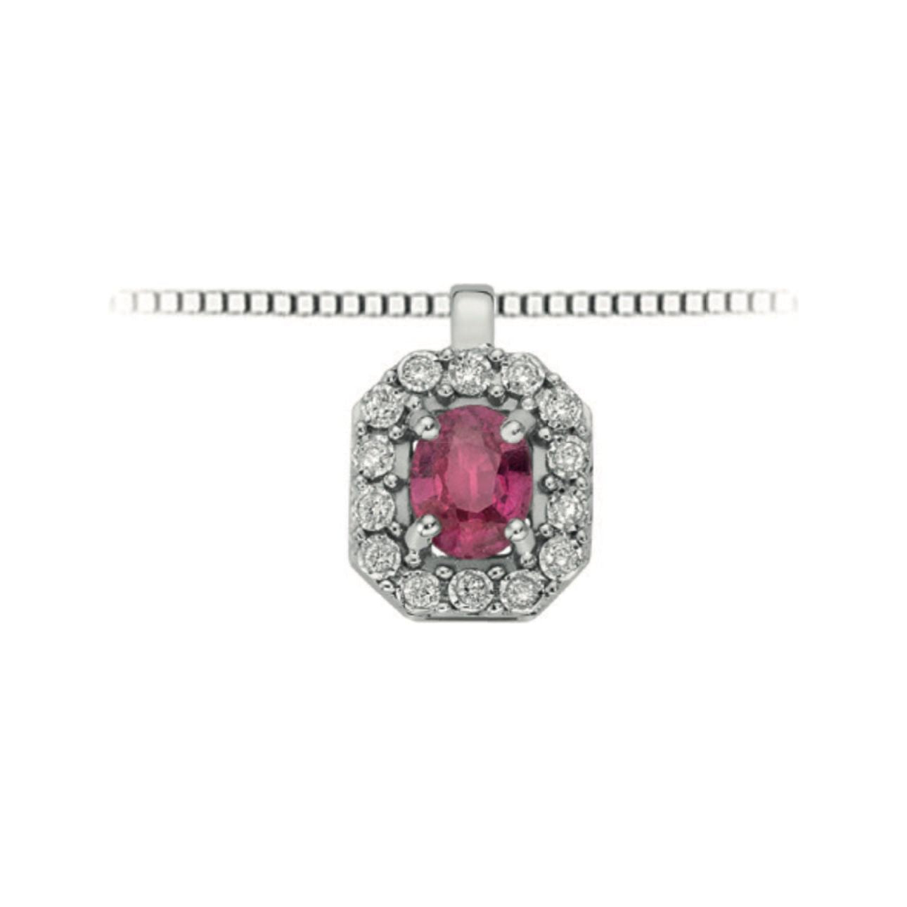 Collana in oro bianco 9kt con brillanti e rubino OPR12419.007 OroGioia