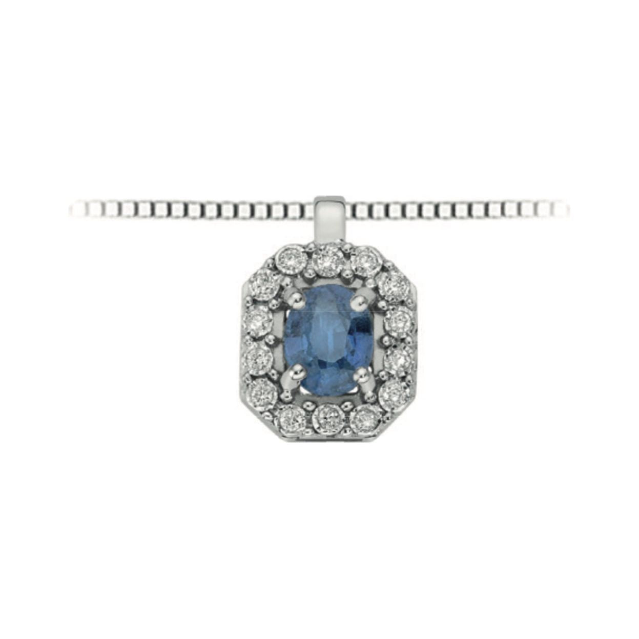 Collana in oro bianco 9kt con brillanti e zaffiro OPZ12419.007 OroGioia