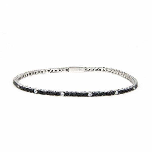 Bracciale Uomo Tennis con Spinelli Neri e Zirconi Bianchi ESB078