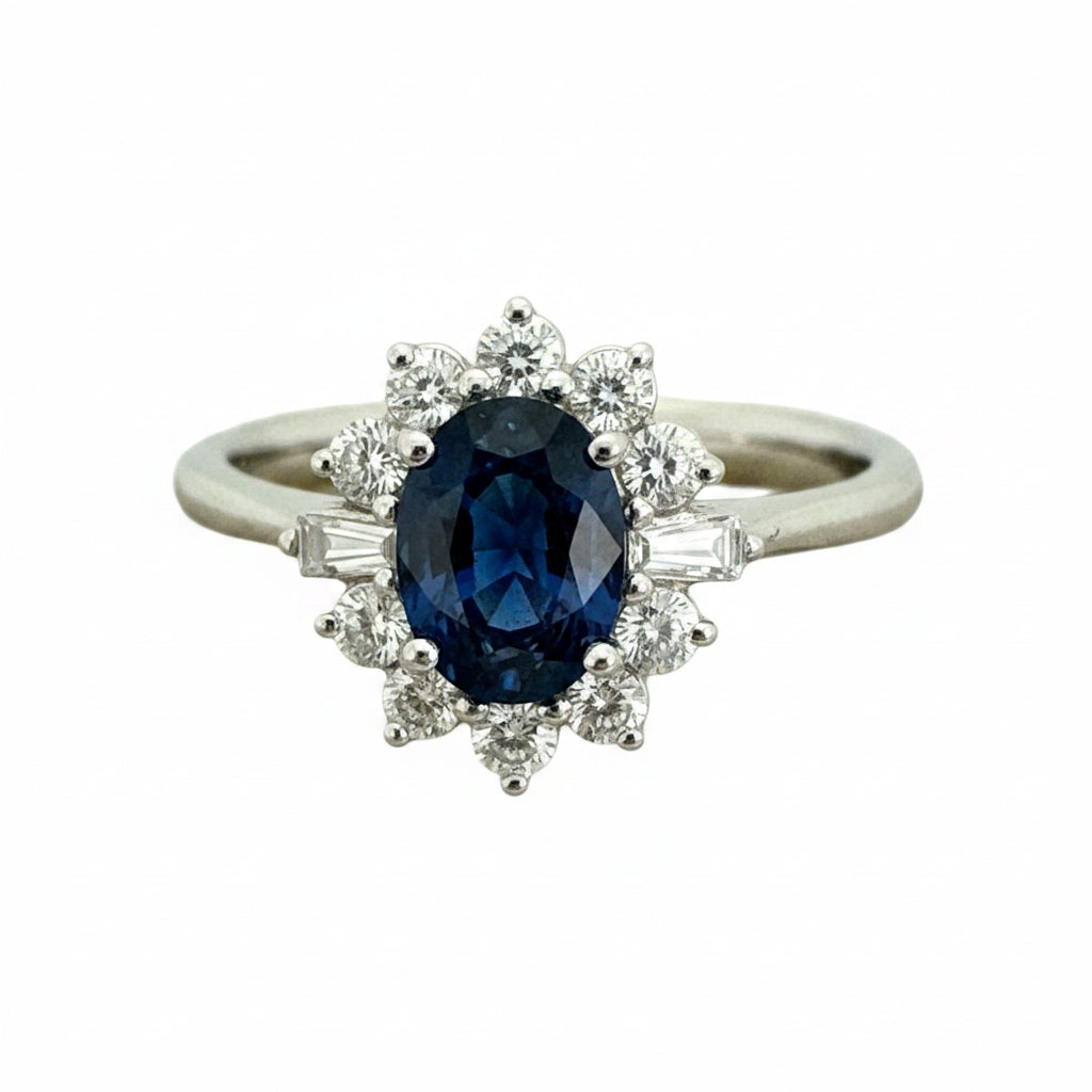 Anello Recarlo in oro bianco diamanti e zaffiro R79CC128/ZB040