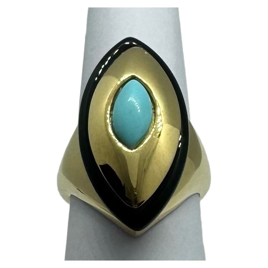 anello rombo da donna in argento con turchese e onice Soara