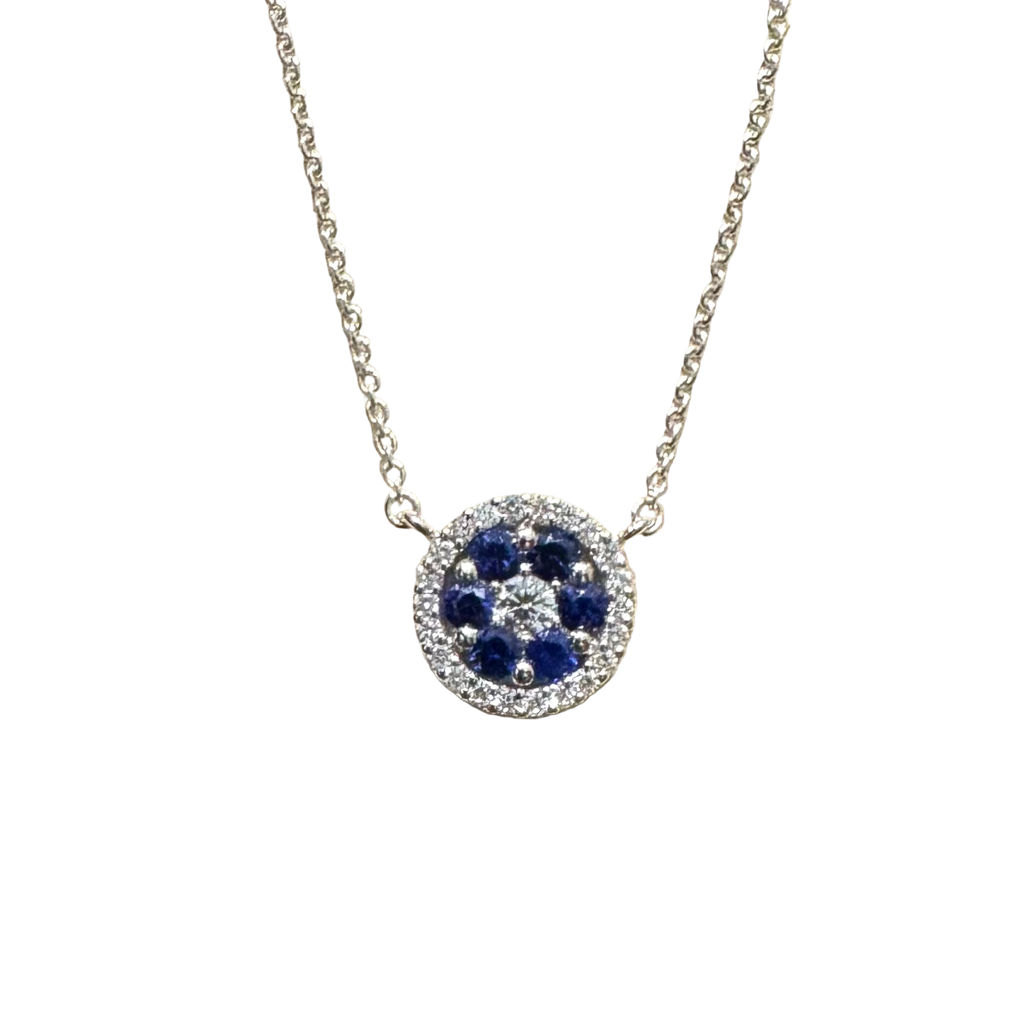 Girocollo in oro bianco con brillanti e zaffiri Crivelli 234-5015