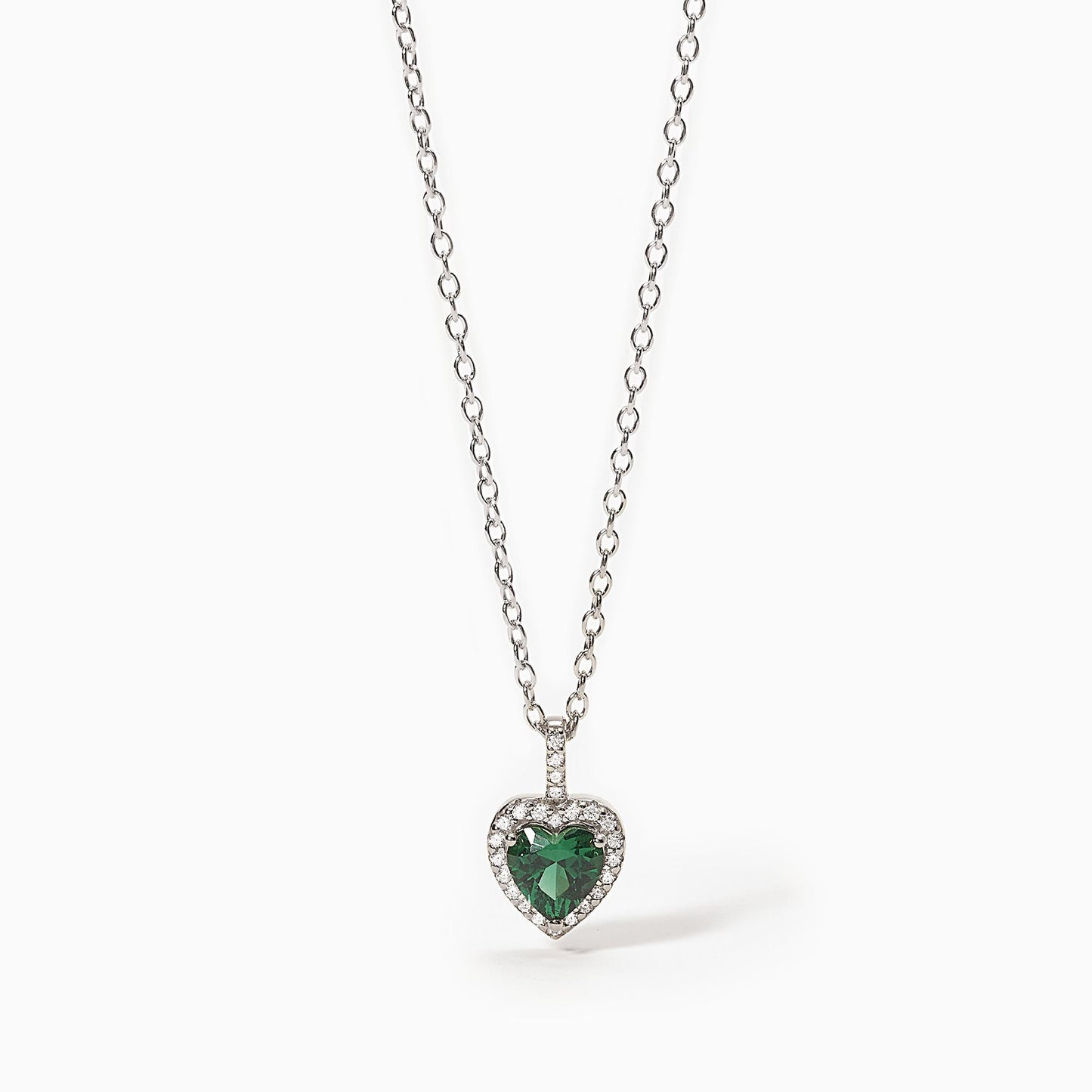 Girocollo in argento con smeraldo sintetico taglio cuore LOVE AFFAIR 553600 Mabina