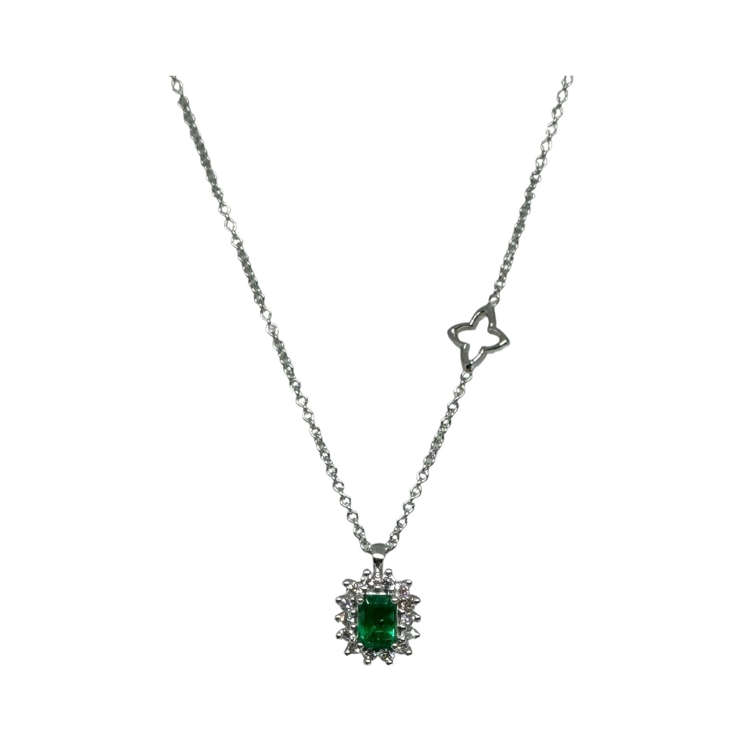 Girocollo Recarlo in oro bianco diamanti e Smeraldo P03CC169/SM015
