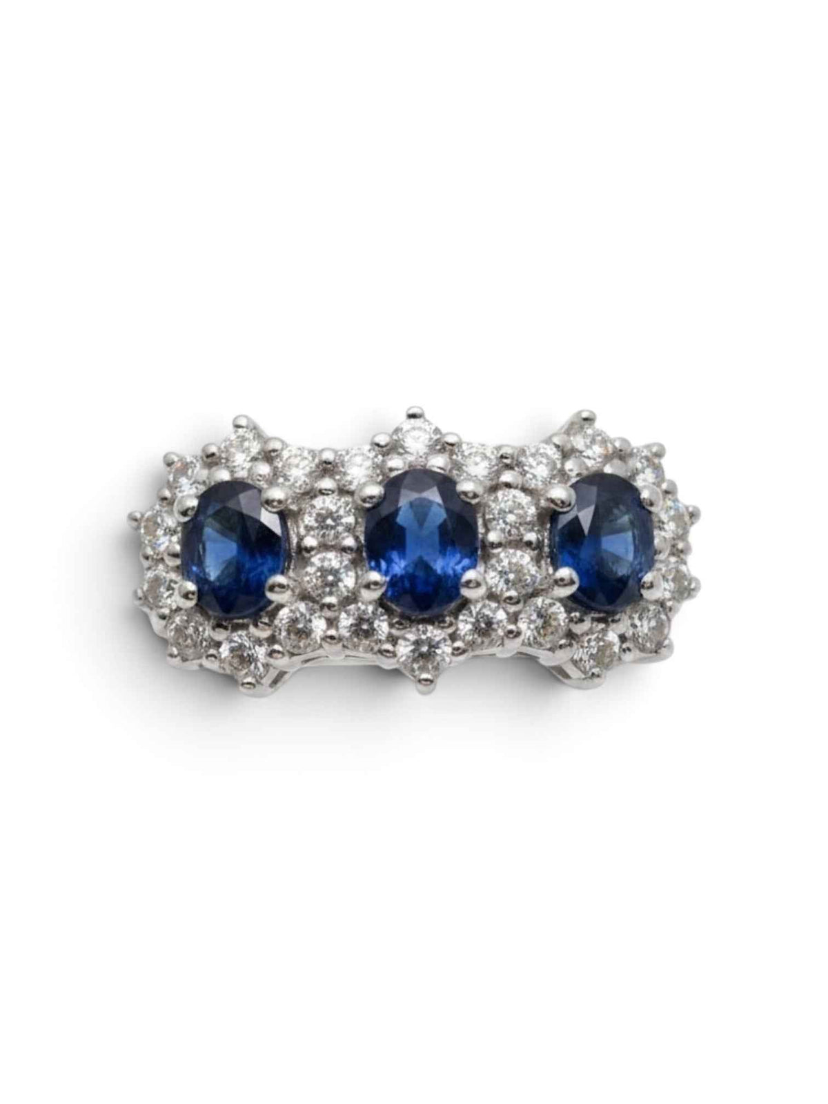 Anello trilogy in oro bianco diamanti e zaffiri Giorgio Visconti AB17020Z