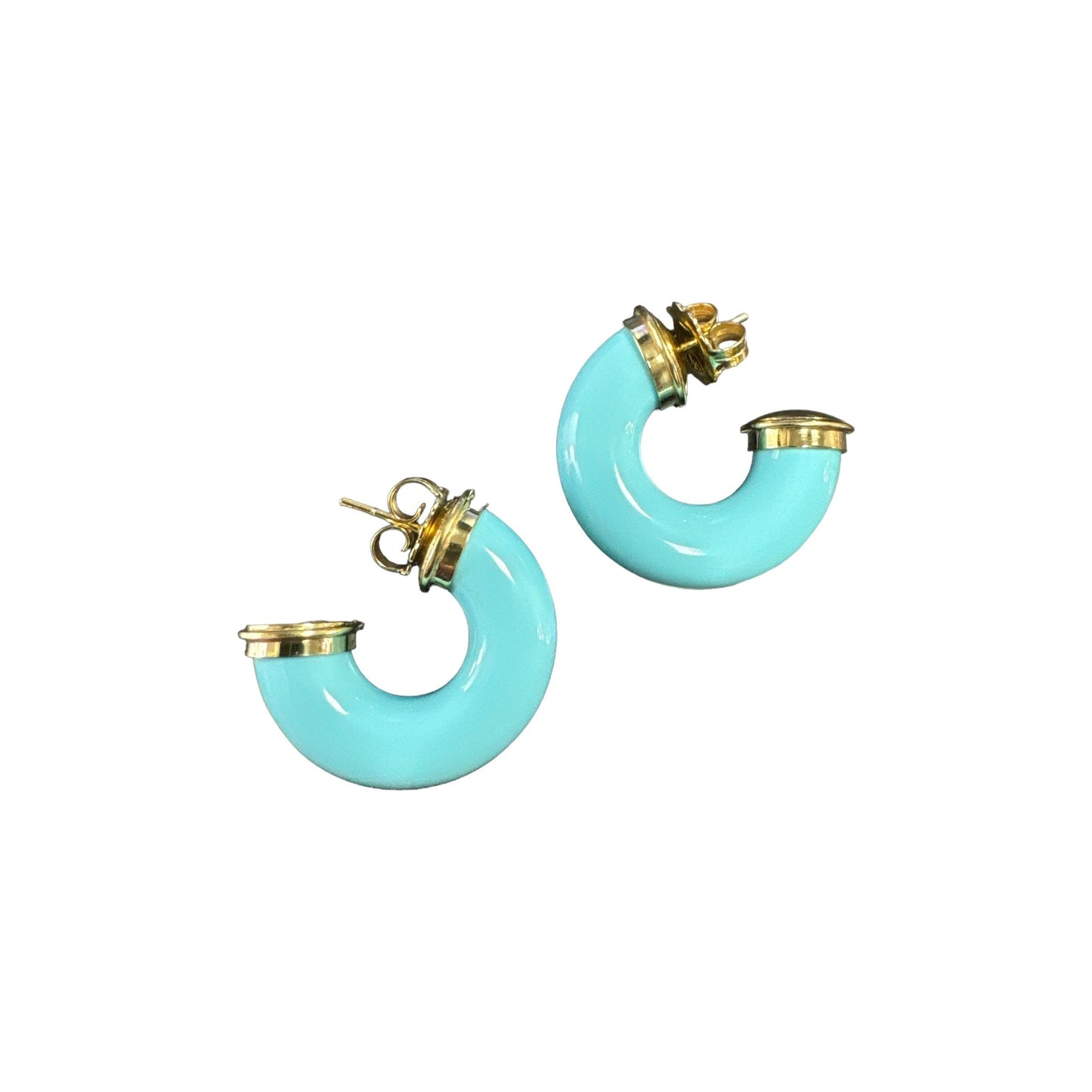 orecchini a cerchio da donna in argento con smalto turchese Idea Coral - Soara