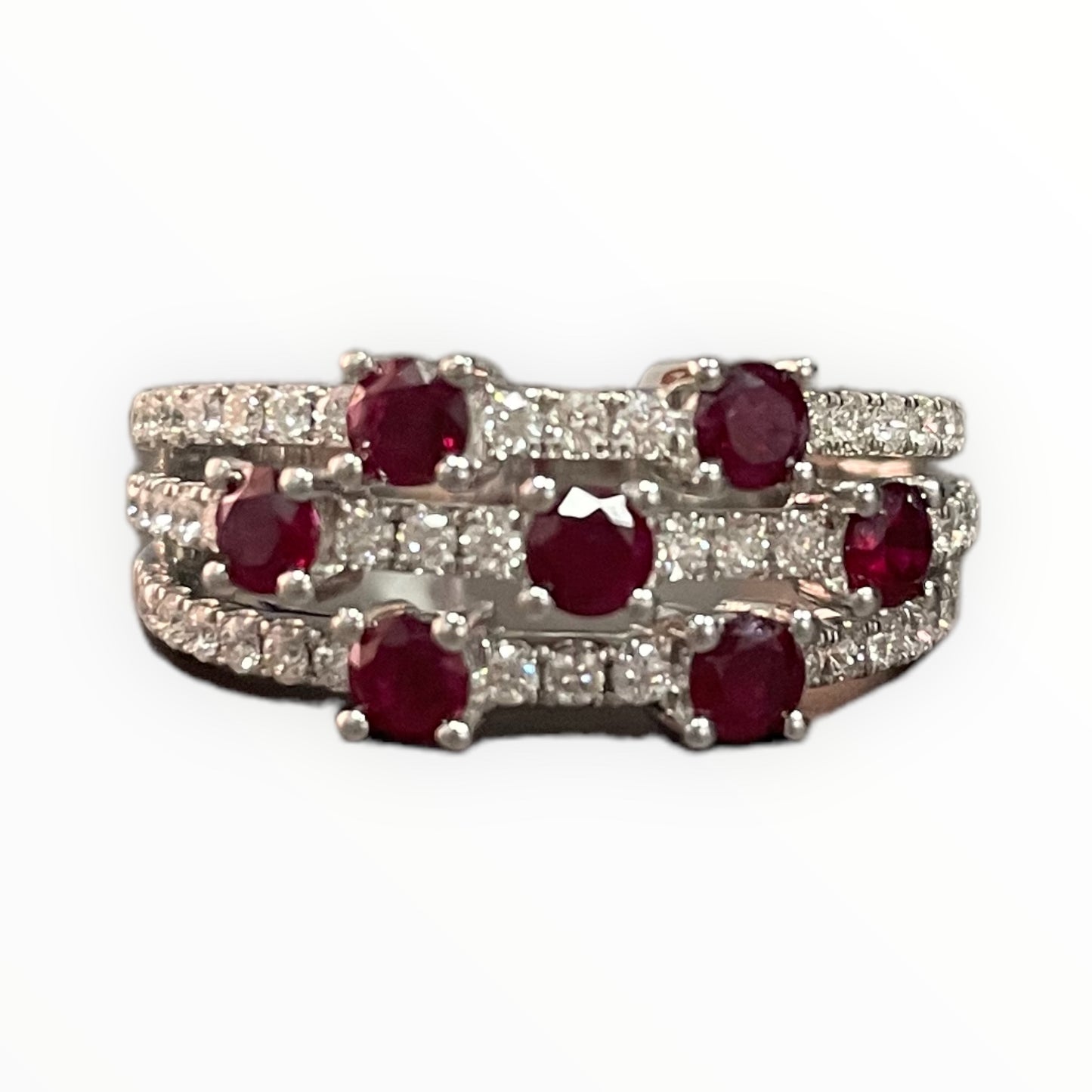Anello in oro bianco diamanti e rubini Giorgio Visconti ABX16806R