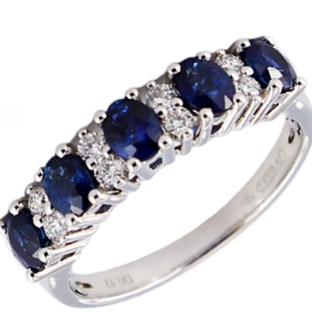 Anello fedina in oro , diamanti e zaffiro Giorgio Visconti ABX16072Z