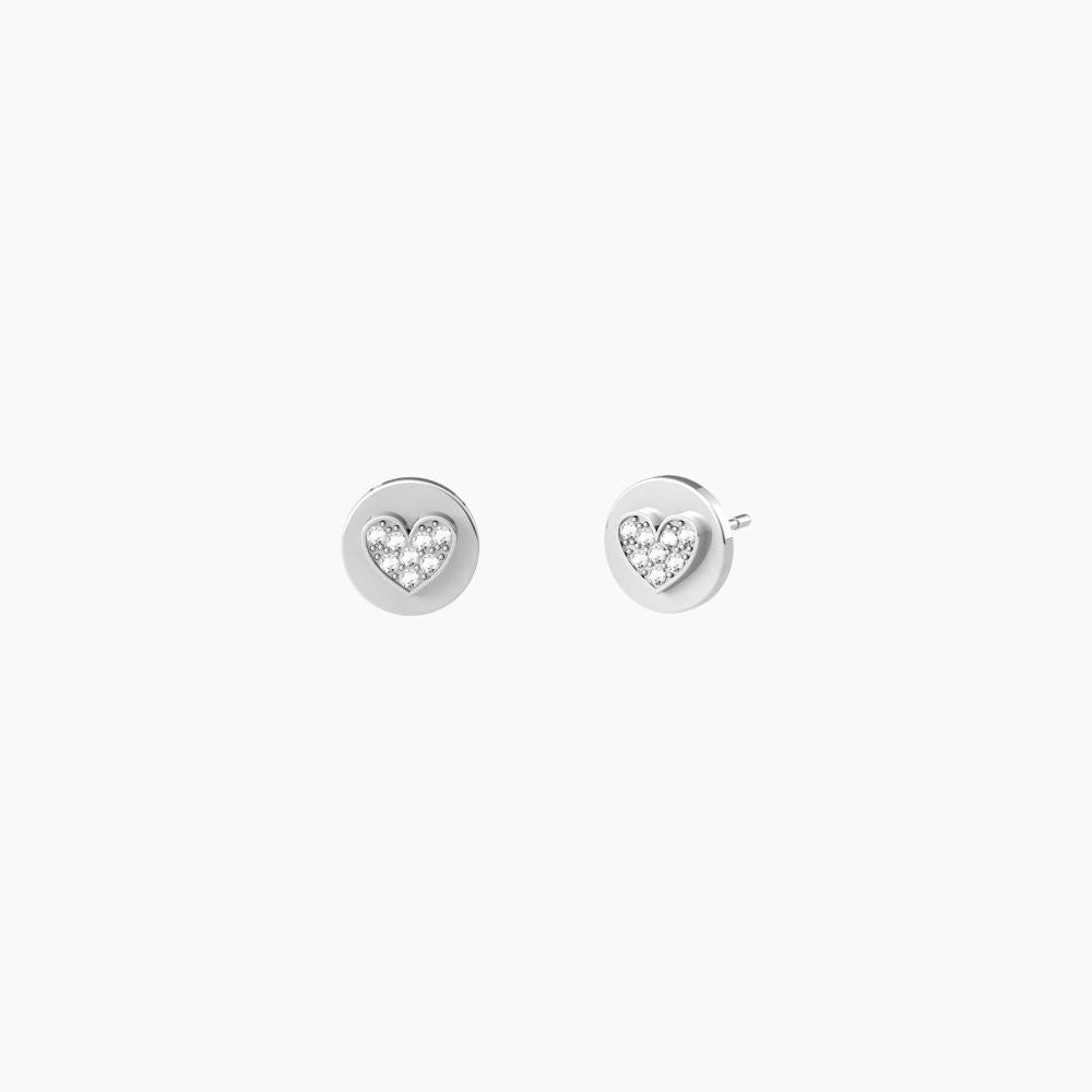 Orecchini Kidult a lobo tondi con cuori e cristalli bianchi CUORI E STELLE 761006