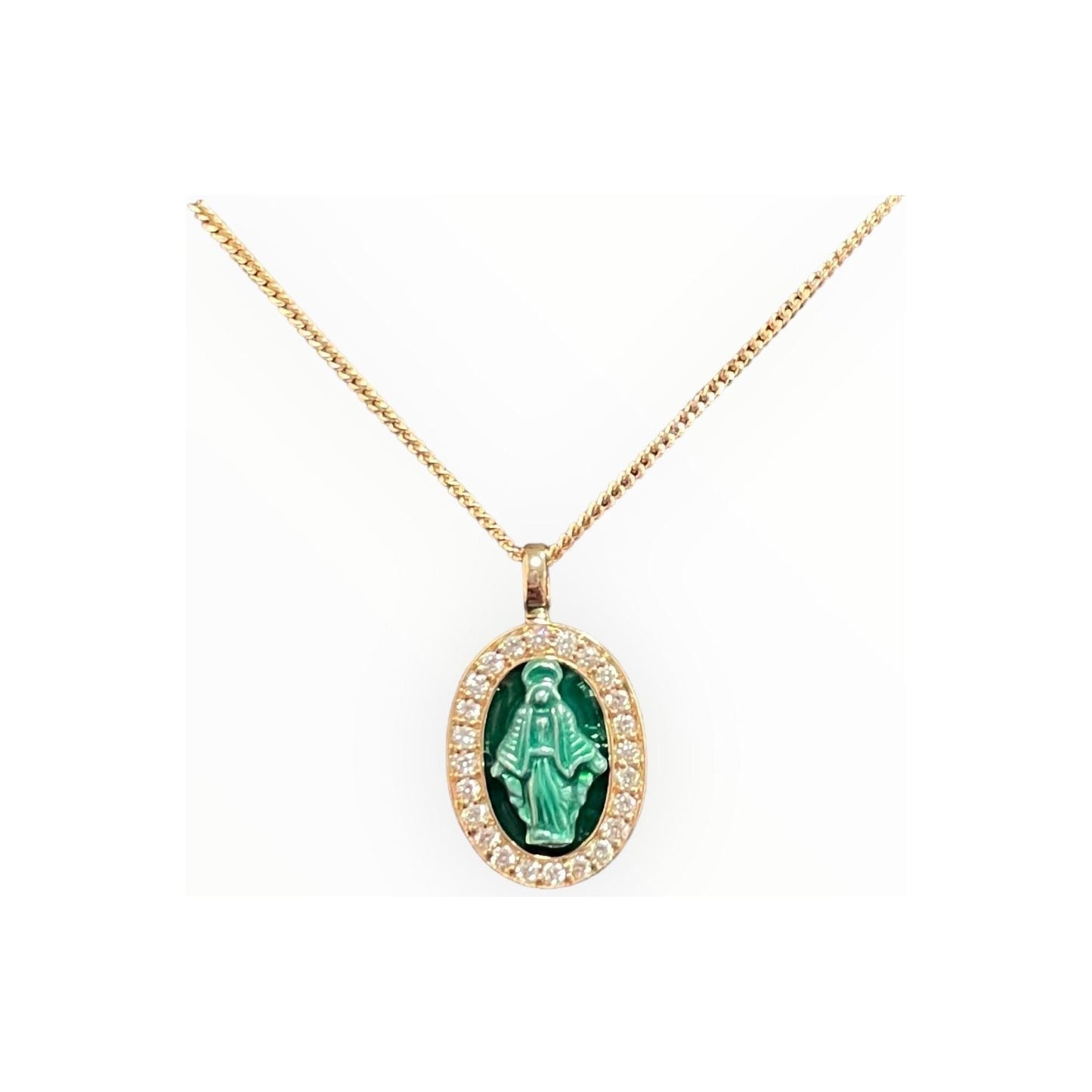 Girocollo con Madonna Miracolosa in oro, diamanti Crivelli 289-vp29412-verde