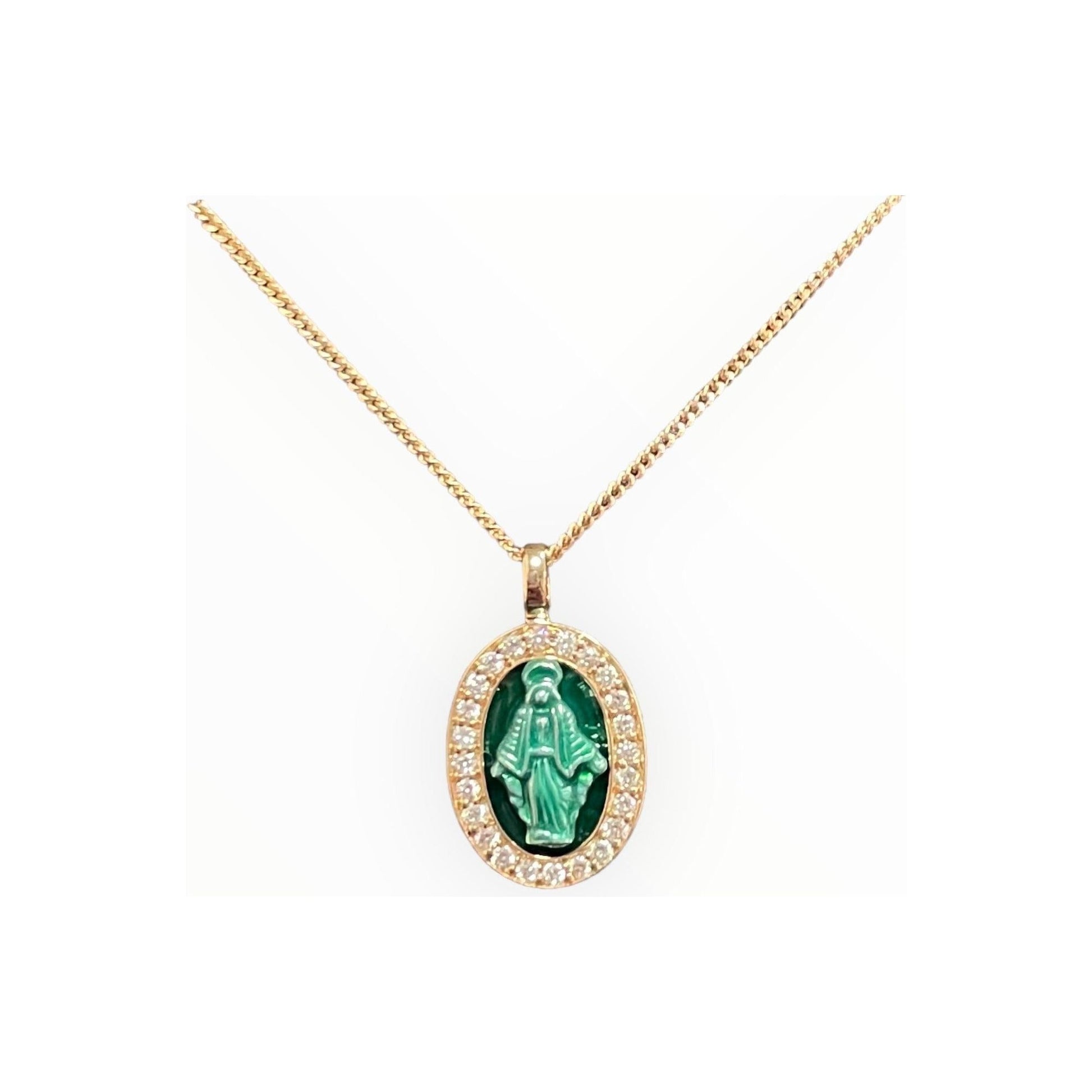 Girocollo con Madonna Miracolosa in oro, diamanti  Crivelli 289-vp29412-verde