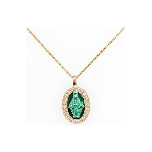 Girocollo con Madonna Miracolosa in oro, diamanti  Crivelli 289-vp29412-verde