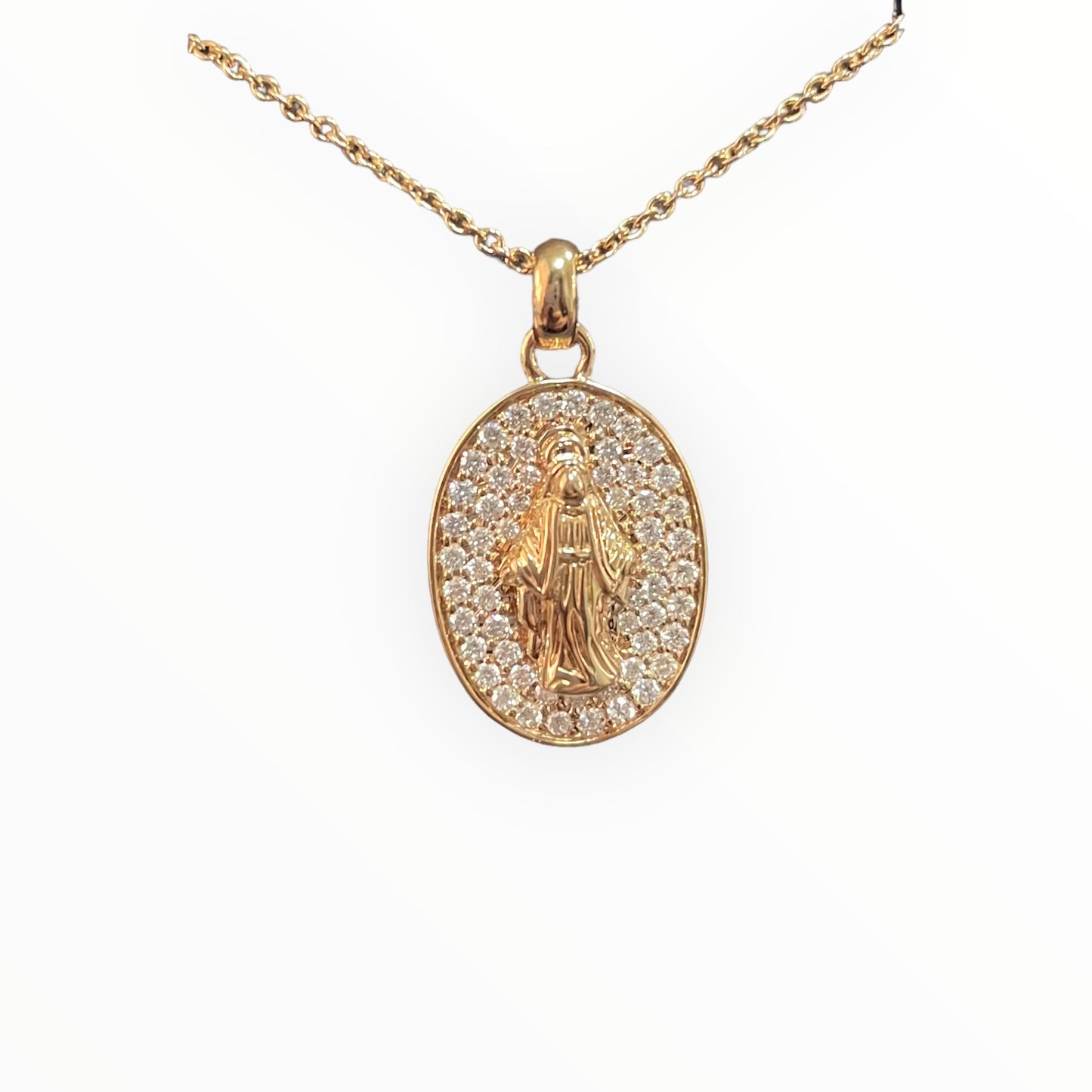 Girocollo con Madonnina in oro rosa , diamanti Crivelli 289-vp9084