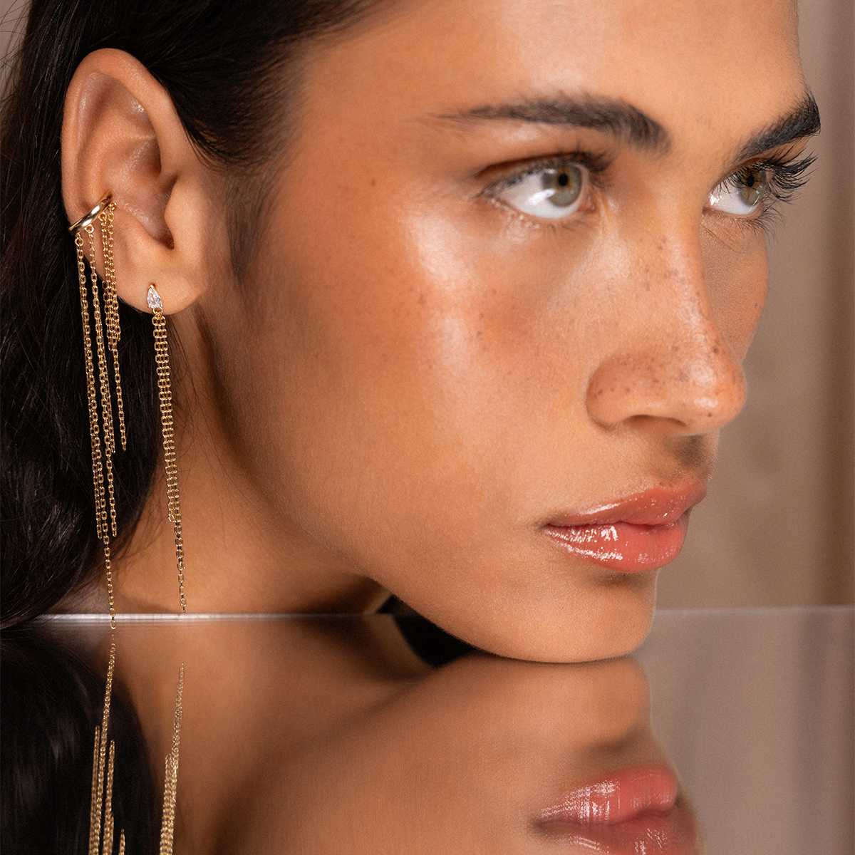 Mono-orecchino multi line drop frange ORZ-026 M4 AU Rue des Mille