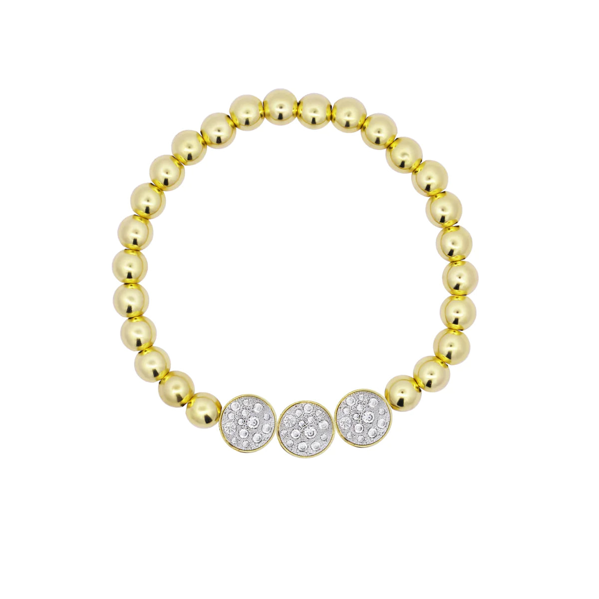 BRACCIALE ELASTICO PALLINI E 3 CERCHI PAVÈ DI ZIRCONI - STARDUST TEN RUE DES MILLE