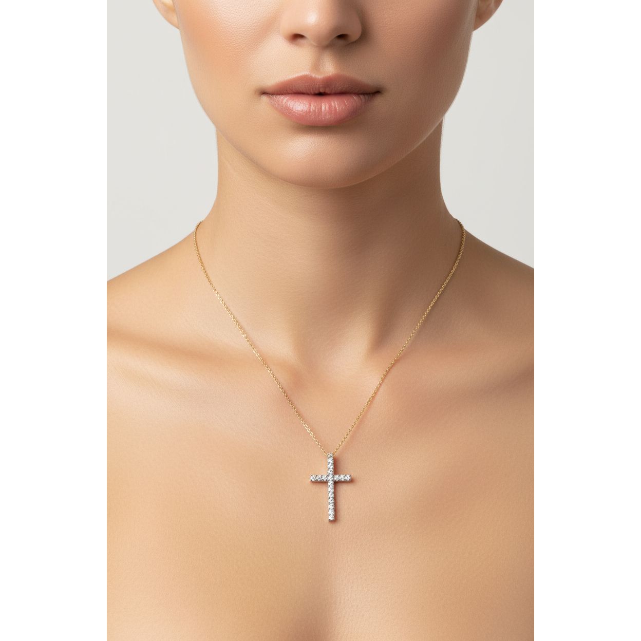 Girocollo con croce in oro rosa con diamanti Crivelli 024-1978-c