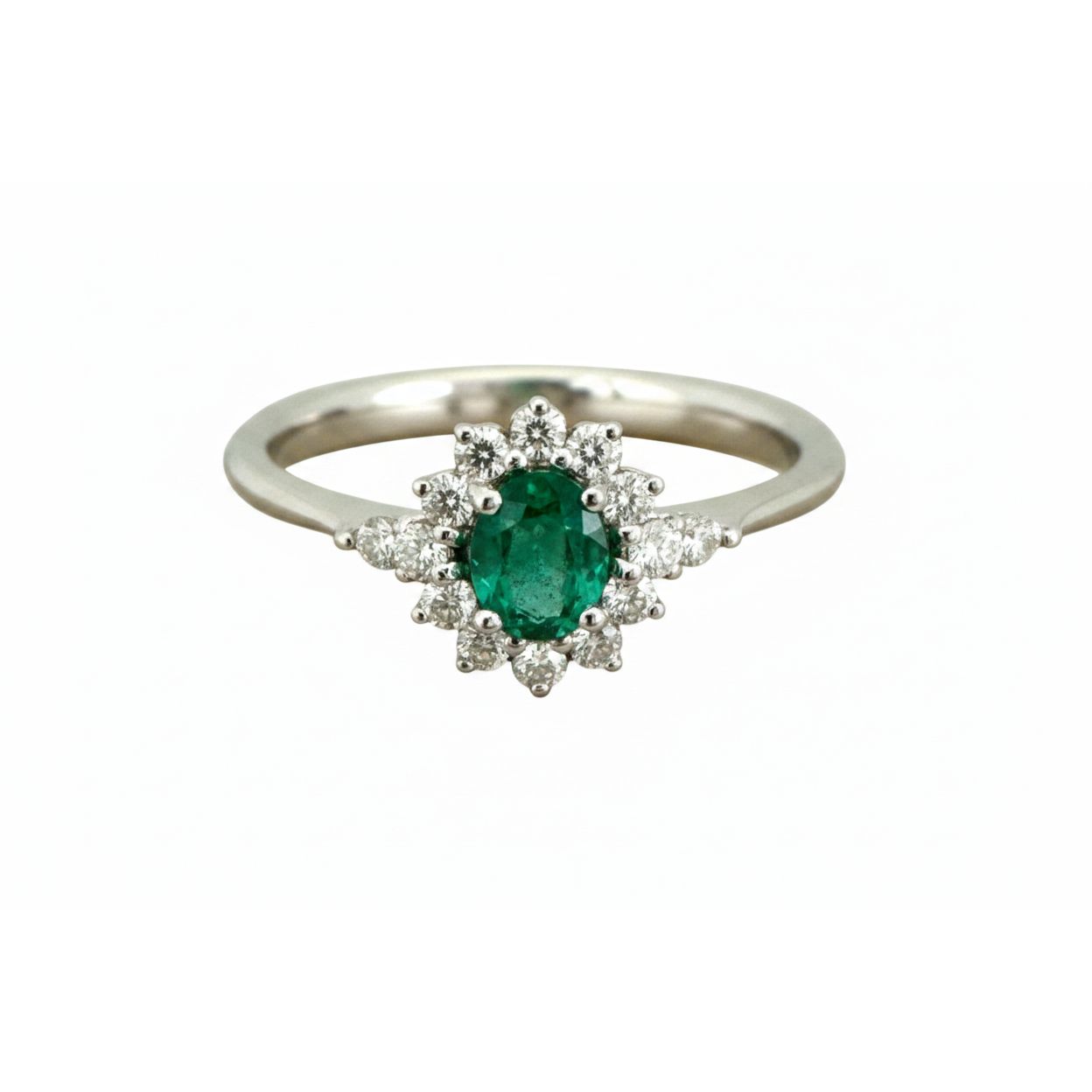 Anello Recarlo in oro bianco diamanti e smeraldo R79CC074/SM025