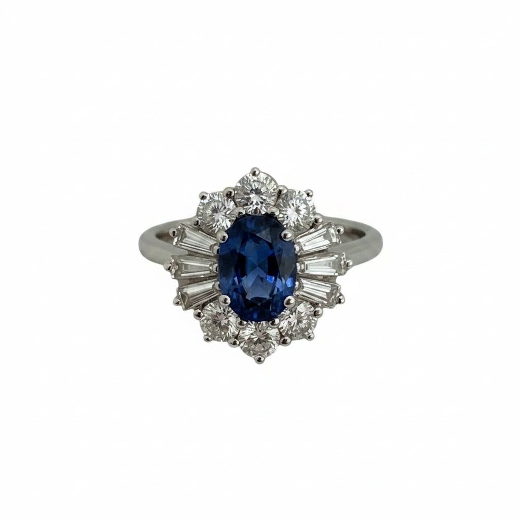 Anello Recarlo anniversary in oro bianco diamanti e zaffiro R79CC138/ZB035