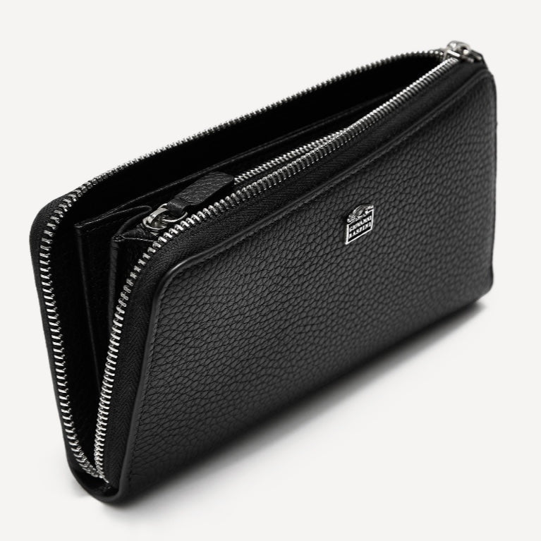 Giovanni Raspini portafoglio con zip grande pelle goffrata argento 925 L0019