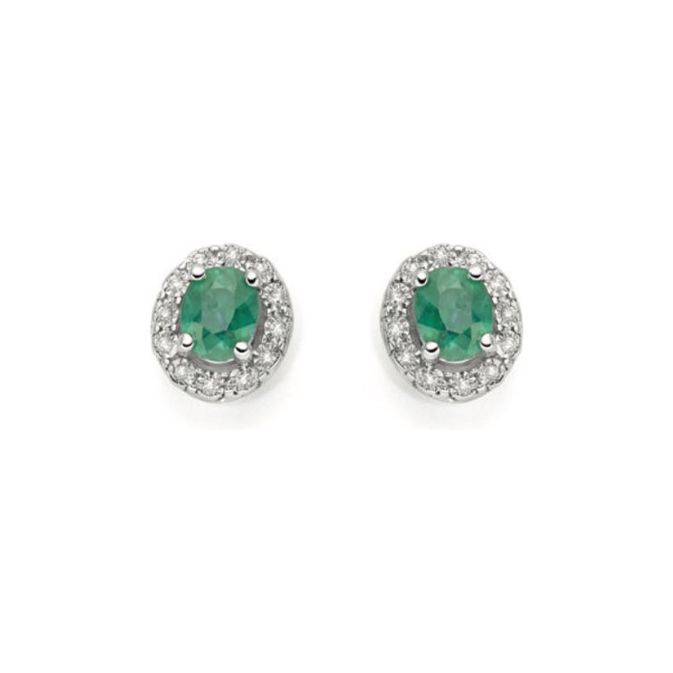 Orecchini DonnaOro in oro con diamanti e Smeraldi LOE12082.008
