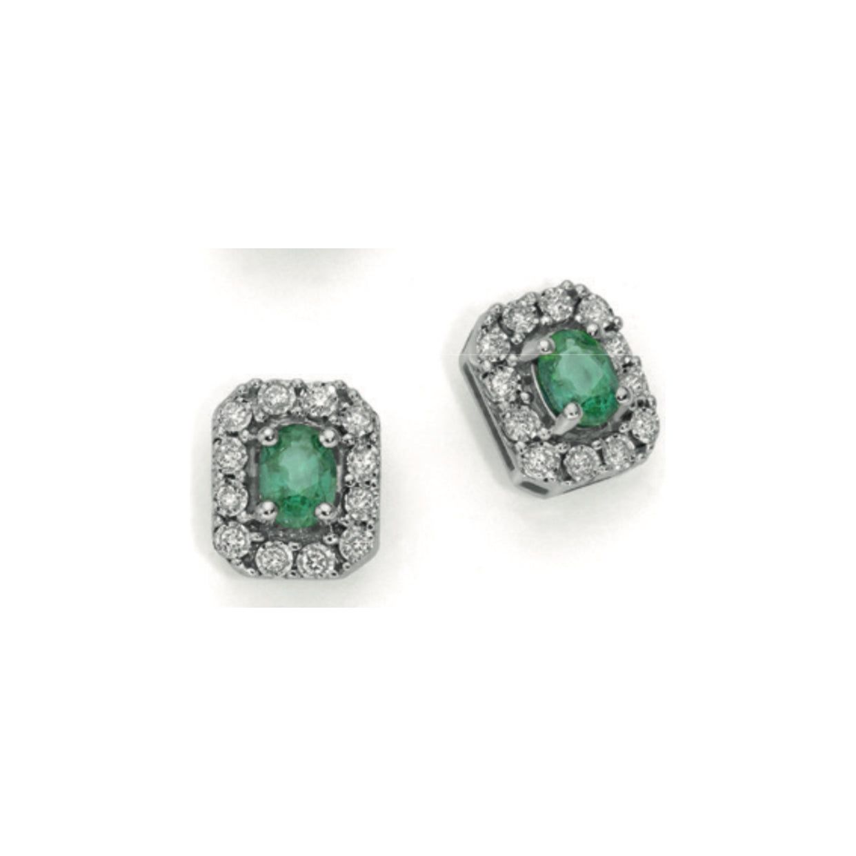 Orecchini in oro bianco 9kt con brillanti e smeraldi OOE12420.012 OroGioia