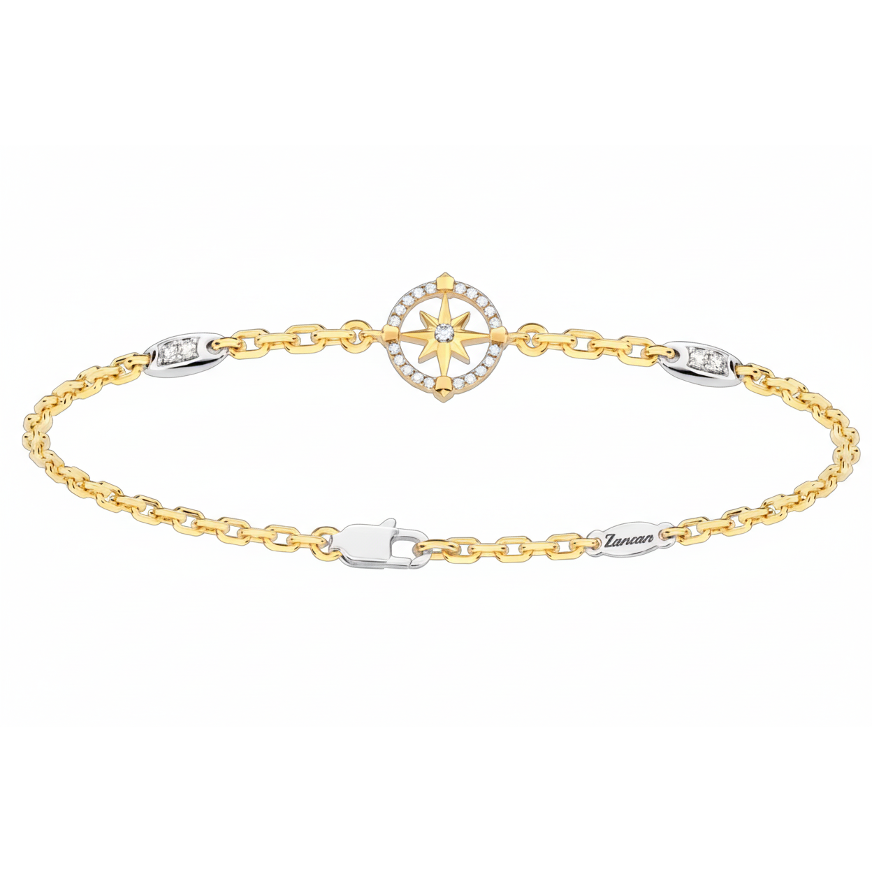Bracciale rosa dei venti in oro 18carati e diamanti bianchi ub165gb Zancan