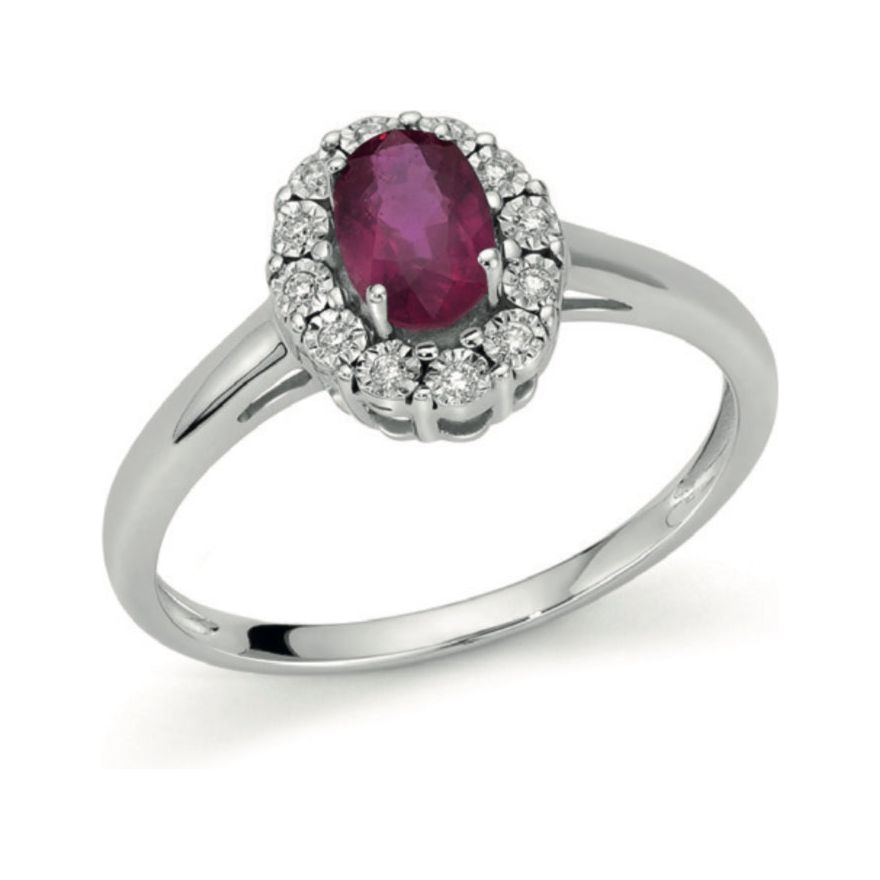 anello in oro bianco 9kt con brillanti e rubino OAR12415.006 OroGioia