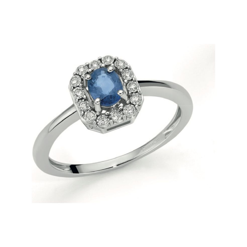 anello in oro bianco 9kt con brillanti e zaffiro OAZ12418.007 OroGioia