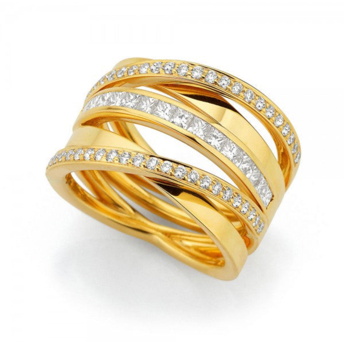 Anello a fascia in oro con diamanti Crivelli