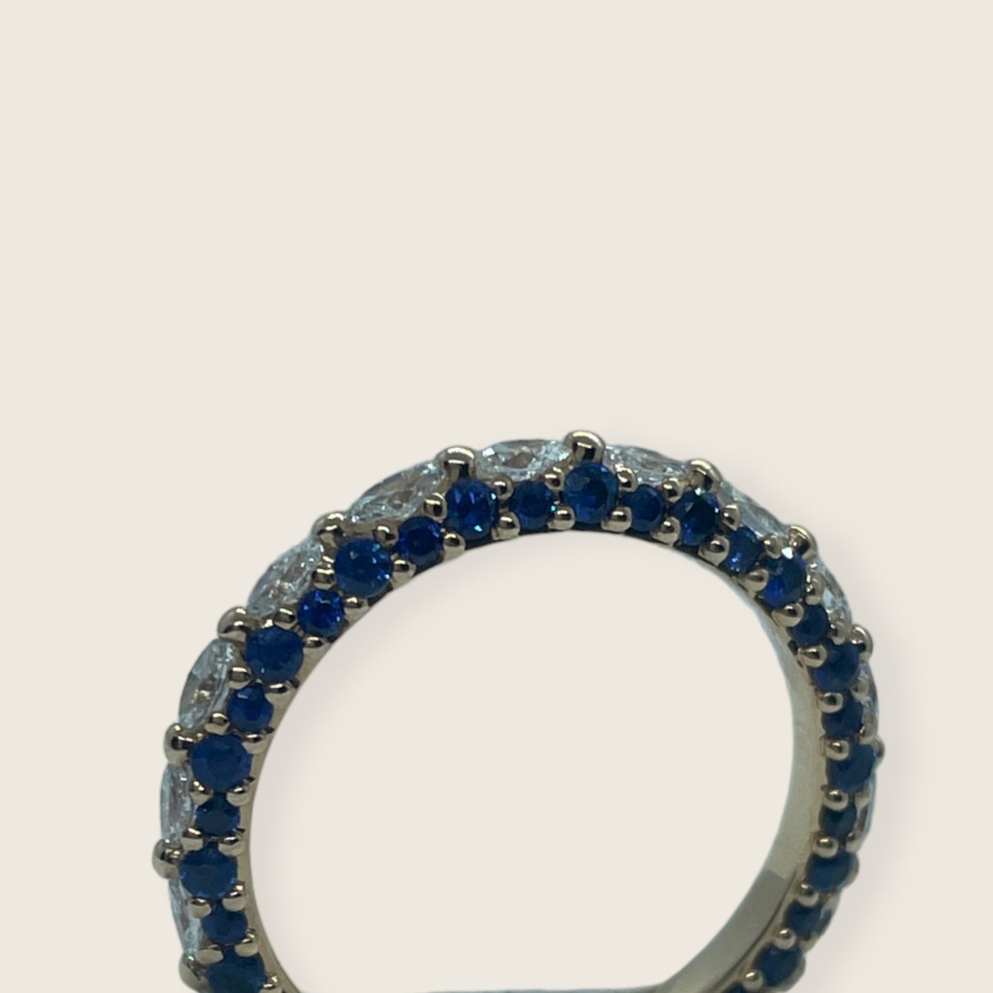 Anello fedina a giro in oro rosa con diamanti e zaffiri Crivelli 035-vr28860
